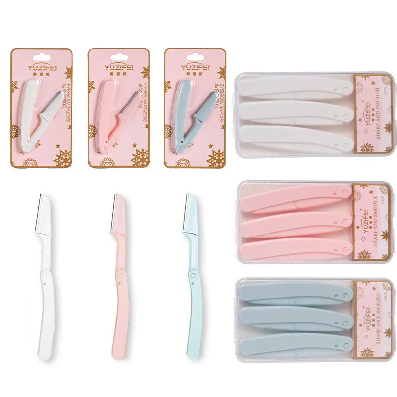 1/3pcs Foldable Portable Eyebrow Trimmer Makeup Facial Eyebrow Lip Folding Razor Hair Remover Sharp Stainless Steel Makeup Tools Qme