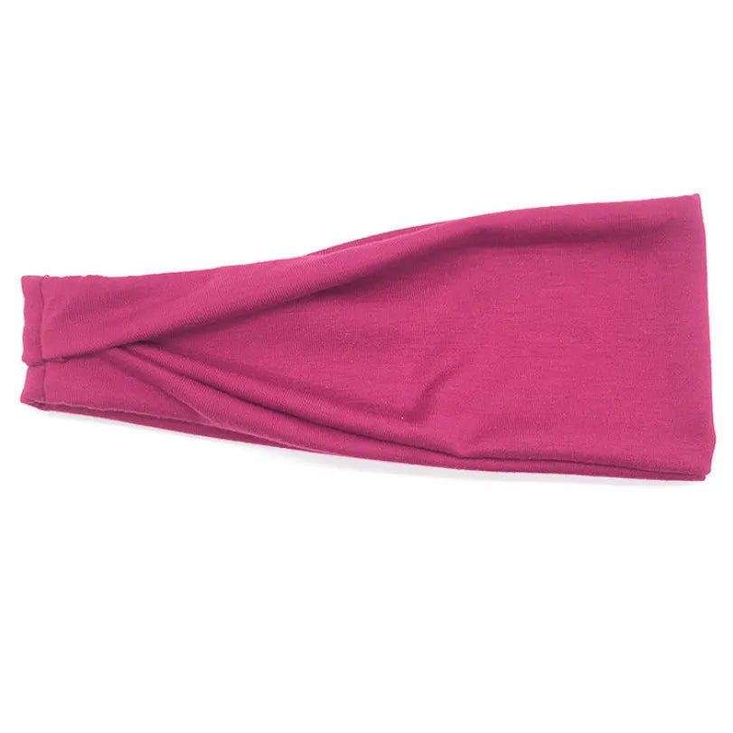 Women Cotton Head Band Fashion Hair Bands Woman Solid Turban Twist Qme Rose Red 10cm-22cm