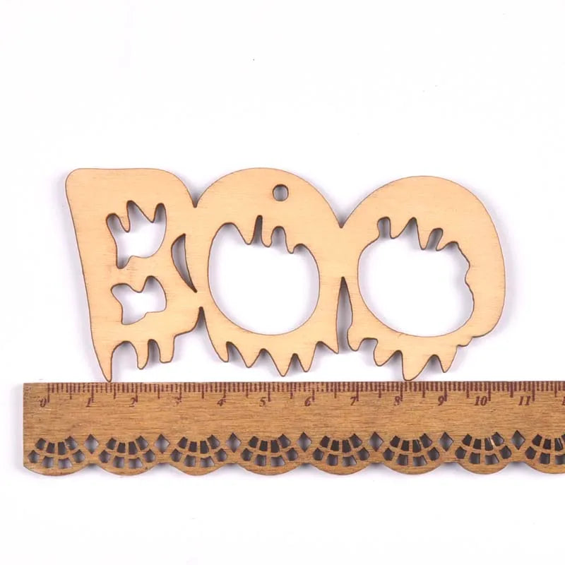 Mixed Natural Wooden Halloween Pendant Wood Slices DIY Crafts Hanging Handmade Accessory Home Party Decor 60-100mm 10Pcs M2708 Qme 14