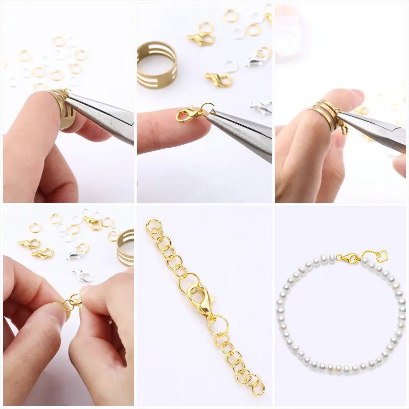 Jewelry Findings Set open jump rings Loose spacer beads Earring hooks Rubber Earring Backs for Jewelry Making DIY handicraft Qme