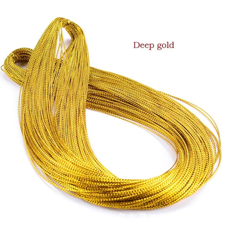 1mm 20m Gold Silver Gift Wrapping Thread Labels Mark Lanyard DIY Tag Line Bracelet Card Rope String Metallic Jewelry Thread Cord Qme Deep gold