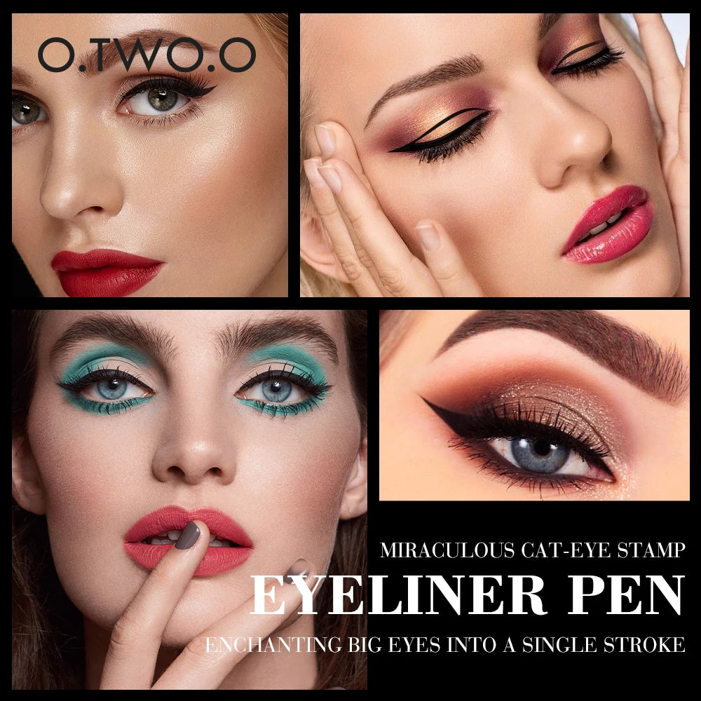O TWO Eyeliner Stamp Black Liquid Pen Waterproof Fast Dry Qme