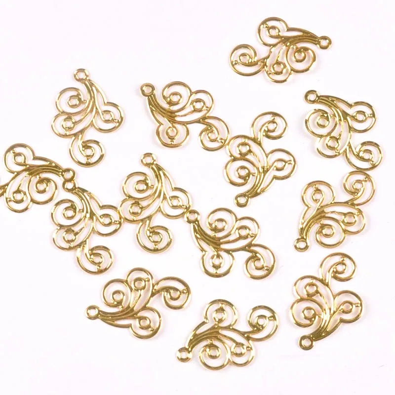 30Pcs Mixed Metal Crafts Connectors Flower Filigree Wraps For DIY Scrapbook Home Decor Embellishments Handicraft 31x21mm yk0773 Qme gold