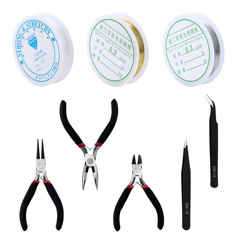 Jewelry Findings Tool Set Open Jump Ring/Lobster Clasp/Tail Chain/Clip Buckle/Drop Kit/Earring Hooks/ For DIY Jewelry Making Qme