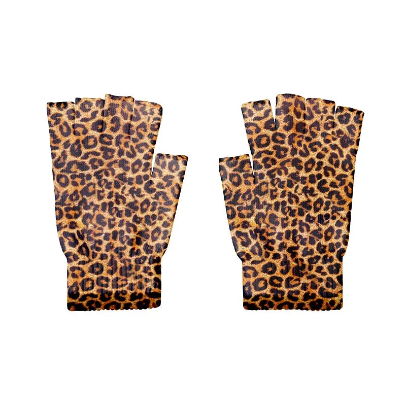 Women Leopard Gloves Fashion Elastic Five Fingers Men's Outdoor Qme style1 One Size China Mainland