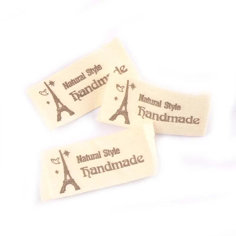 Beige Needlework Cotton Woven Labels For DIY Sewing Garment Fabric Bags Shoes Bags Handmade Clothing Tags Care 50pcs c2182 Qme