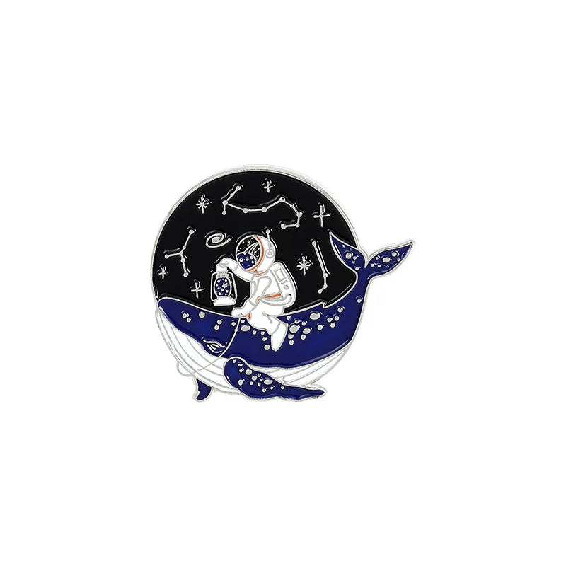 Cosmic Galaxy Astronaut Whale Enamel Lapel Pins Space Brooches Need My Space Badges Plante Pins Up Space Lover Jewelry Wholesale Qme silvery1