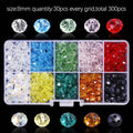 Wholesale Best Selling 10 Colors Crystal Beads Round Glass Beads Faceted Loose Beads With Container Box for Jewelry Making Qme 8mm-300pcs