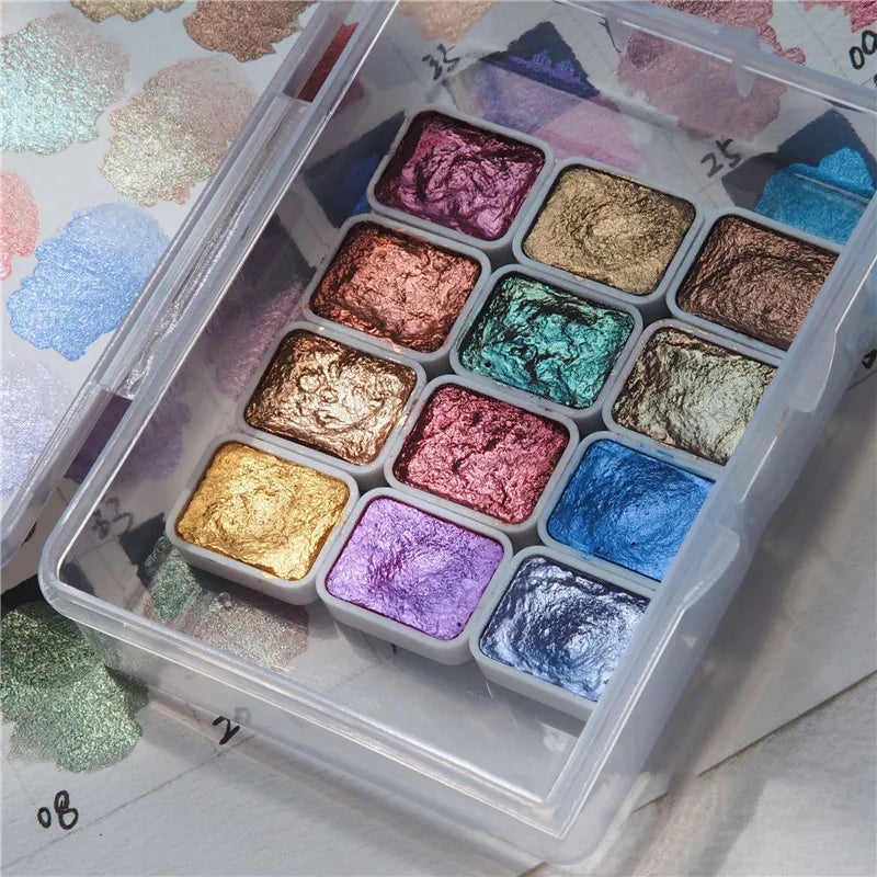 1 Set Watercolor Nail Gel Polish Pigment Solid Pearl Shimmer Paint Mirror Nail Art Glitter Solid Paint Painting Decor Manicure Qme