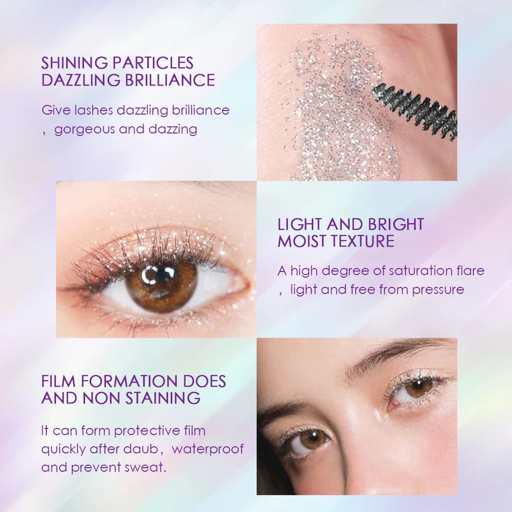 Diamond Glitter Mascara Fast Dry Eyelashes Curling Extension Makeup Waterproof Long-lasting Lengthens Eye Lash Black 4D Mascara Qme