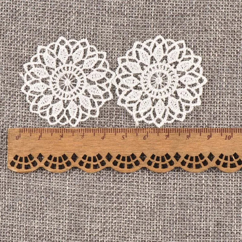 30Pcs Round White Flower Lace Ribbon Applique Mesh Trim For Sewing Accessories Embroidery Patch Party Garment Decor 45mm c1139 Qme