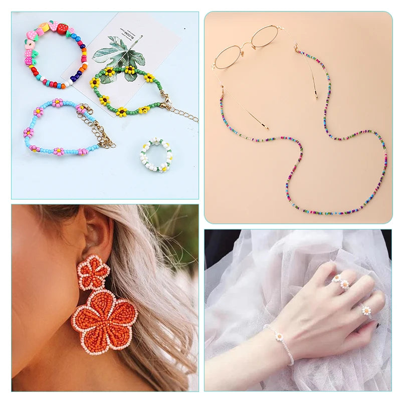 20000pcs Jewelry Making Kit Seed Beads Set 2mm Glass Beads Set Bracelets Necklace Ring Making Seedbeads Kit For DIY Art Craft Qme