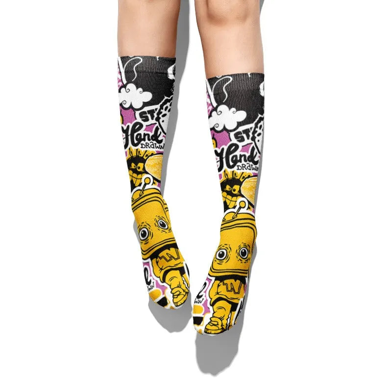 1 Pairs Harajuku Funny Happy Kawaii Hip Hop Women Socks Casual Qme