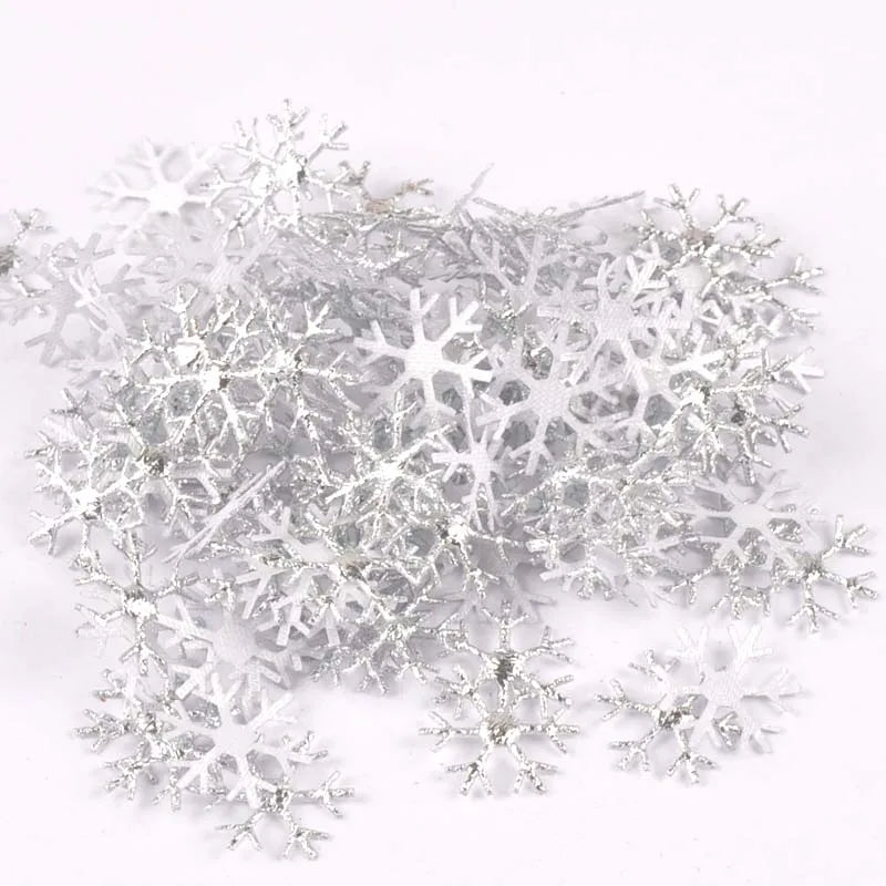 50pcs 15-40mm White Fake Snowflake Christmas Wedding Decoration DIY Scene New Year Xmas Tree Window Scrapbooking Decor c2324 Qme 22mm silver