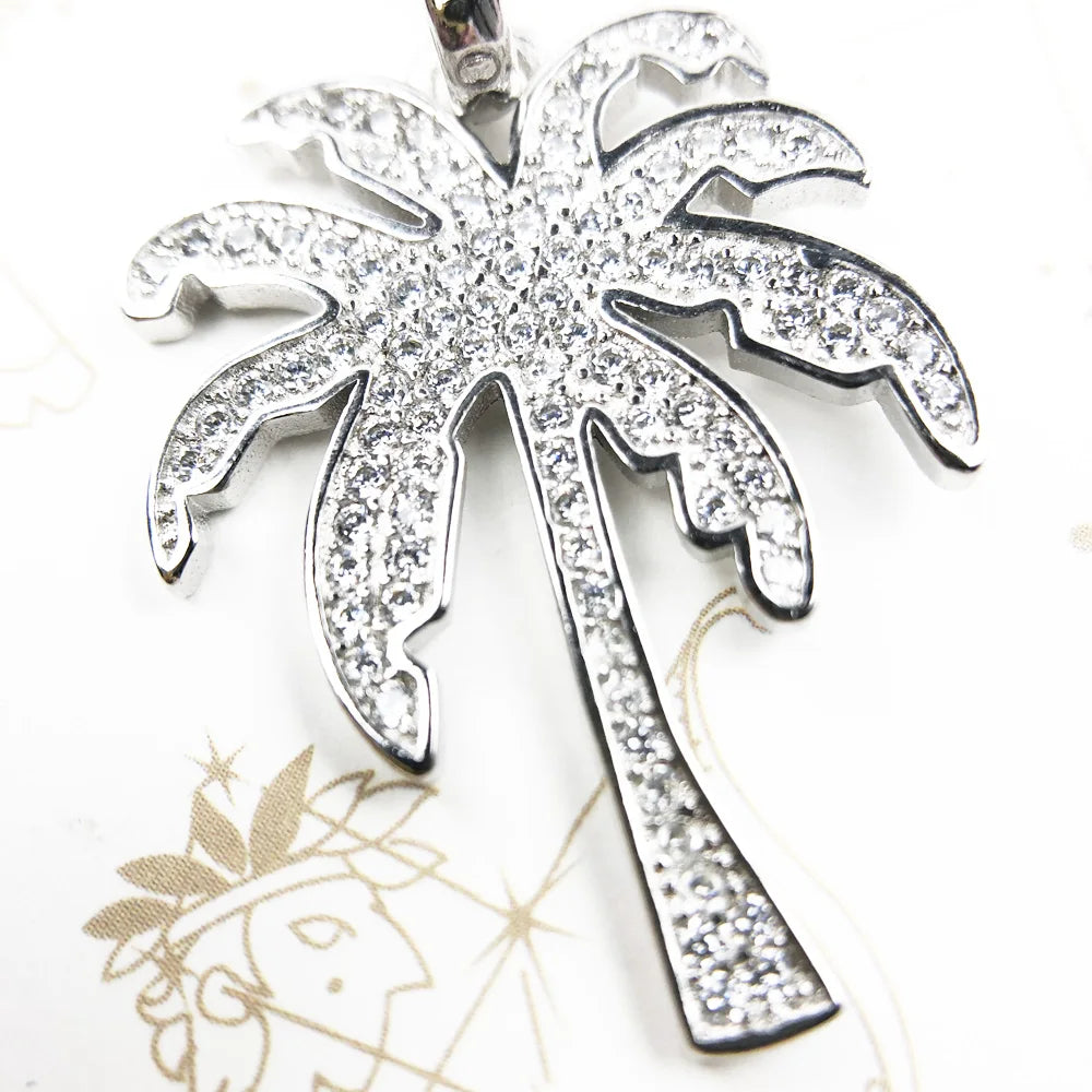 Pendant Palm Tree Pave Brand New Fashion Jewelry Europe 925 Sterling Silver Accessories Gift For Women & Men Qme