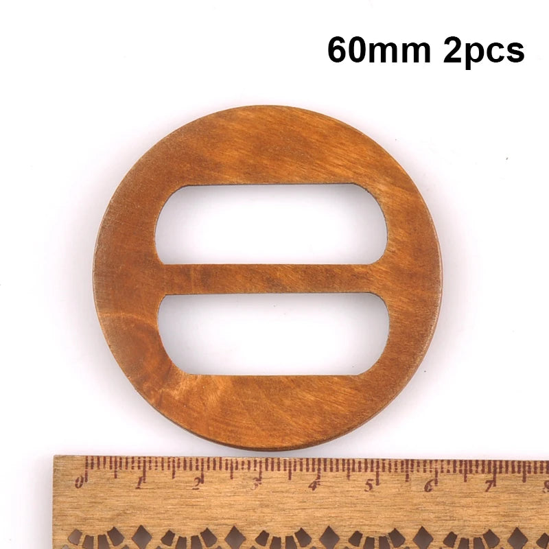 Wooden Round Ring Belt Buckle For Clothes Bag Accessories Apparel Garment Ornament Handmade DIY Accessories Windcoat Decor m2591 Qme 60mm 2pcs