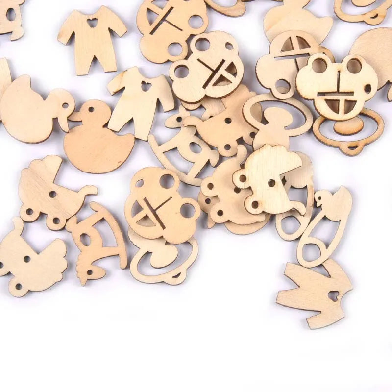 50Pcs Baby pacifiers Pattern natural wood Slices DIY Kid Painting Home Decoration Wooden Crafts Scrapbooking Handmade Ornaments Qme