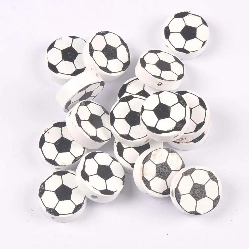 30Pcs Football Oblate Circle Wood Spacer Beads Craft Supplies For DIY Jewelry Making Pacifier Clip Handmade Accessories m2244 Qme Default Title