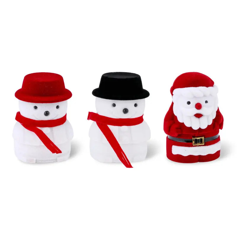 1 Piece snowman Velvet Jewelry Box Santa Claus Ring Box Jewelry Container for Earrings Display Christmas Gift Box Holder Qme