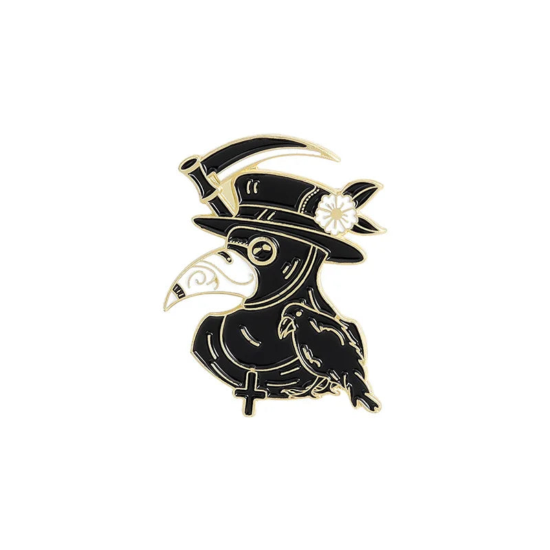 Punk Plague Doctor Enamel Lapel Pins Gothic Brooches Badges Black Death Fashion Pins Gifts for Nurse Friends Jewelry Wholesale Qme 3