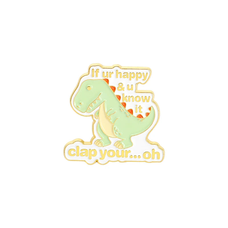 Cartoon Clock Coffee Sun Dinosaur Brooch Metal Alloy Fashion Jewelry Lapel Enamel Pins Badge Accessories Wholesale Drop Shipping Qme 5