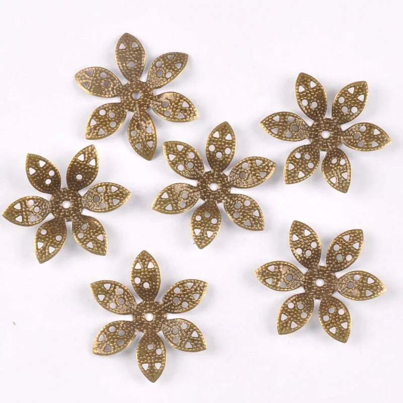 24mm 20Pcs Metal Crafts Flowers Connectors Wraps Filigree For Jewelry Making Pendants DIY Scrapbooking Decoration yk0762-7 Qme