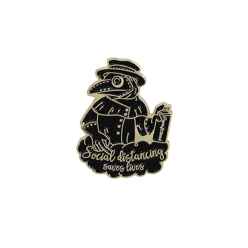 Punk Plague Doctor Enamel Lapel Pins Gothic Brooches Badges Black Death Fashion Pins Gifts for Nurse Friends Jewelry Wholesale Qme 15