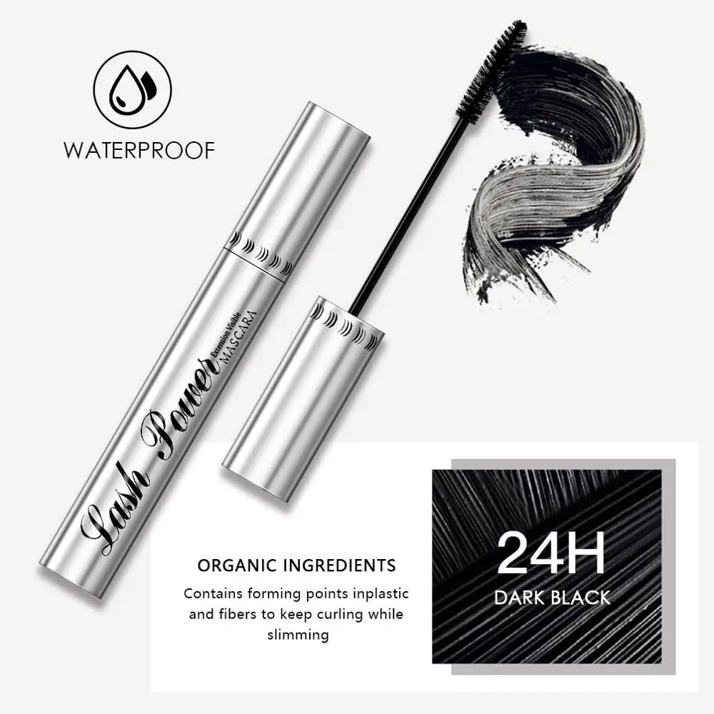 QIBEST 4D Black Mascara Waterproof Curling Lengthening Eyelash Rimel Mascara Thick Women Professional Makeup Silk Fiber Mascara Qme
