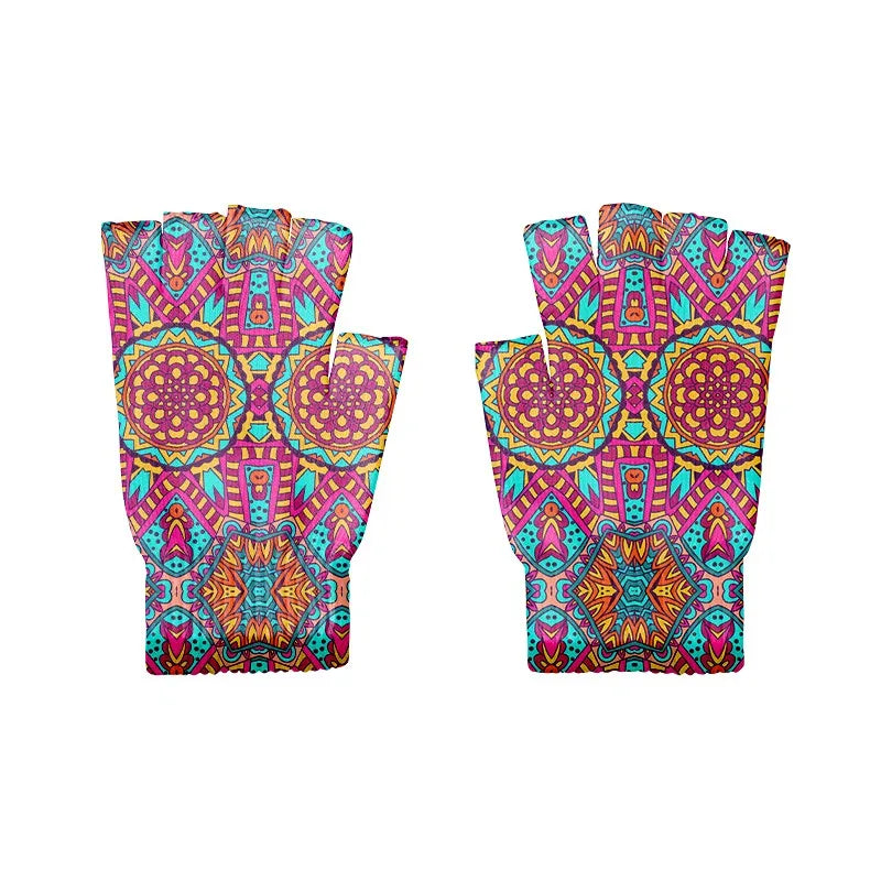 Stylish Simple Mandala Gloves Half Finger Sports Fingerless Knitted Qme style5 One Size China Mainland