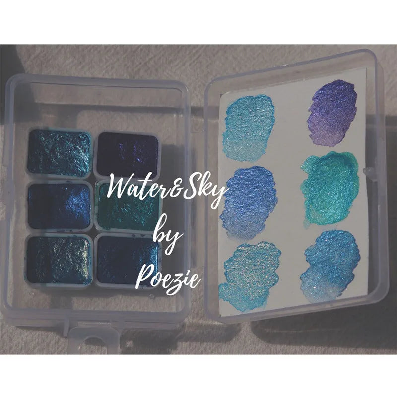 1 Set Watercolor Nail Gel Polish Pigment Solid Pearl Shimmer Paint Mirror Nail Art Glitter Solid Paint Painting Decor Manicure Qme Sky