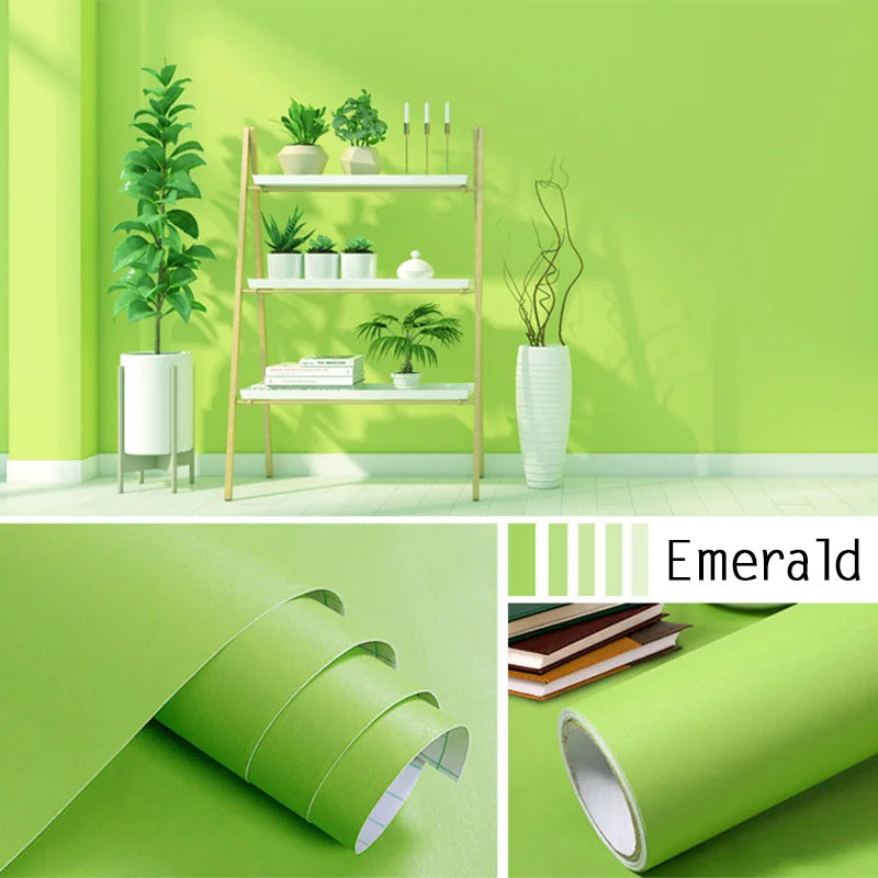 Solid Waterproof Wallpaper Room Self-adhesive Black White Wardrobe Qme