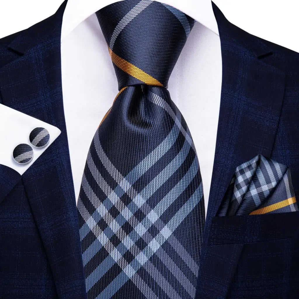 Jacquard Peacock Blue Novelty Design Wedding Tie Men Hanky Cufflinks