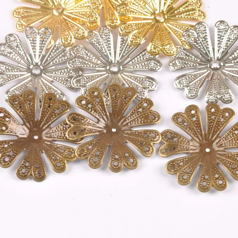 20pcs 40mm silver/gold/bronze Metal Crafts Wraps Filigree Flowers Connectors For Scrapbook DIY Home Decor Handicraft yk0762-2 Qme