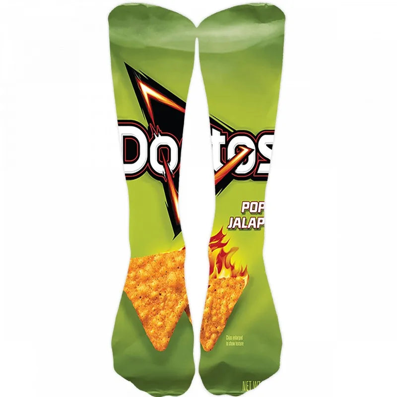 Creativity Long Socks Female Art 3D Printed Potato Chips Tomato Qme style19 One Size China Mainland