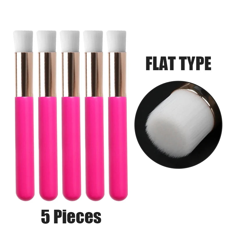 Eyelash Cleaning Brush Lash Extension Cleaner Tool Soft Bristles Qme 5pcs peach flat