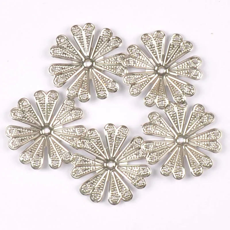 20pcs 40mm silver/gold/bronze Metal Crafts Wraps Filigree Flowers Connectors For Scrapbook DIY Home Decor Handicraft yk0762-2 Qme