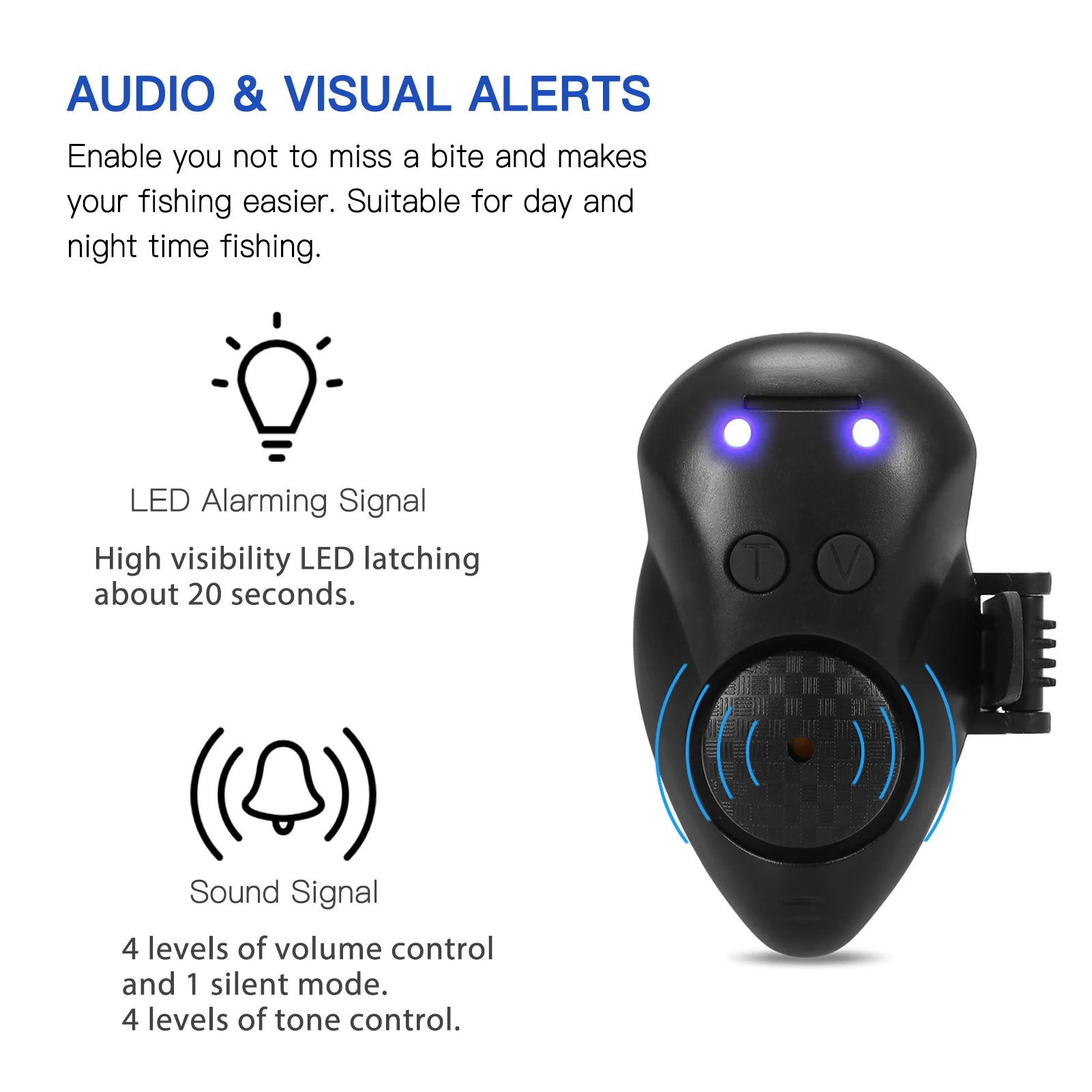 Fishing Bait Alarm LED Fishing Bait Alert Luminous Fishing Bait Indicator Qme