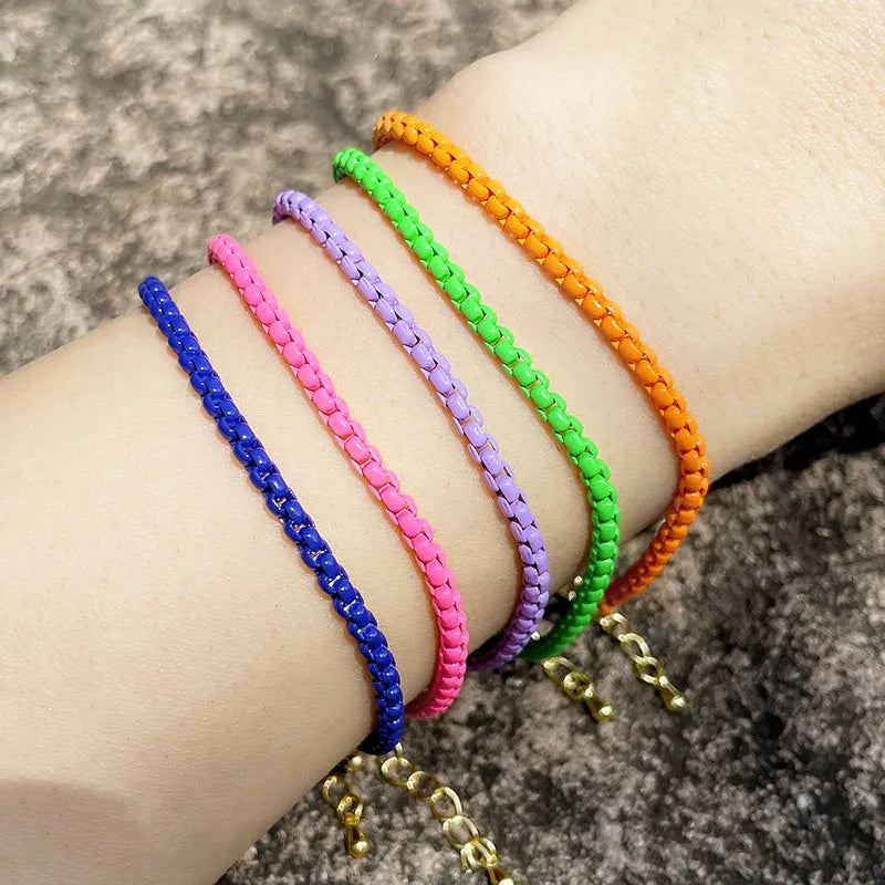 New Products European and American Personality Bohemian Candy Color Necklace Clavicle Chain ins Lady Naked Chain Bracelet DIY Qme