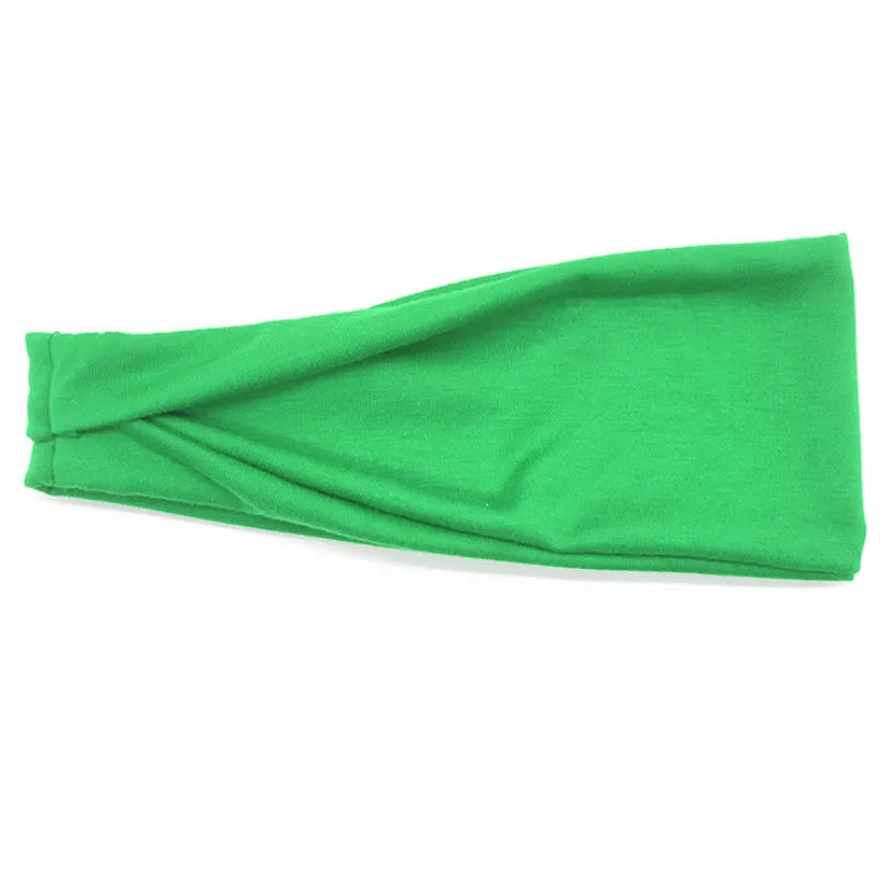 Women Cotton Head Band Fashion Hair Bands Woman Solid Turban Twist Qme light green 10cm-22cm