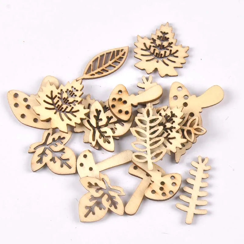 50Pcs Mix Pattern Wood Slices DIY Scrapbook Crafts Supplies Unfinished Wooden Home Decorations Handmade Ornament 25-30mm m2204 Qme