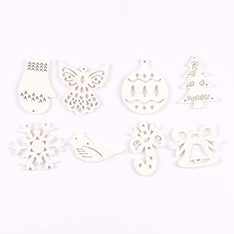 20pcs white Angel/Snowflake/Christmas tree Wood DIY Christmas Tree Ornament Scrapbooking Decoration Ornament m2268 Qme