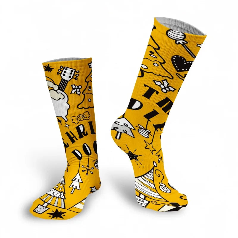 Mens Sock Funny Cartoon Doodle Pattern Hip Hop Cool Socks Women Happy Qme style11 One Size China Mainland