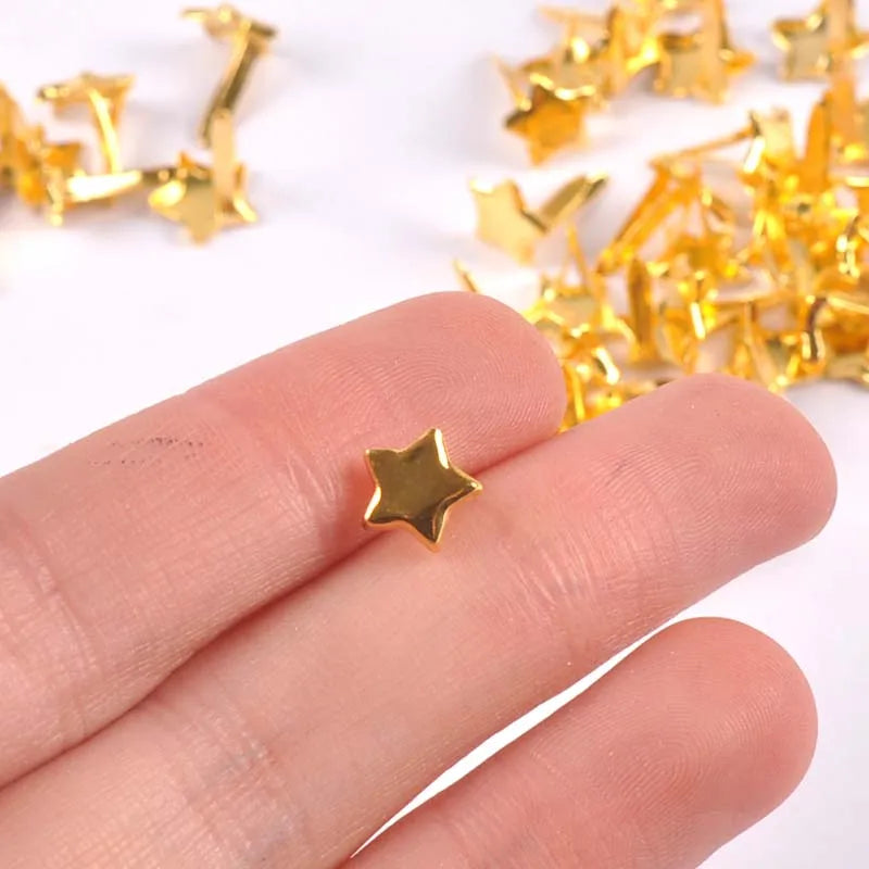 50pcs 8x11mm Golden Star Brads Scrapbooking Embellishment Fastener Brads Metal Crafts For DIY Accessories Shoes Decoration c2403 Qme