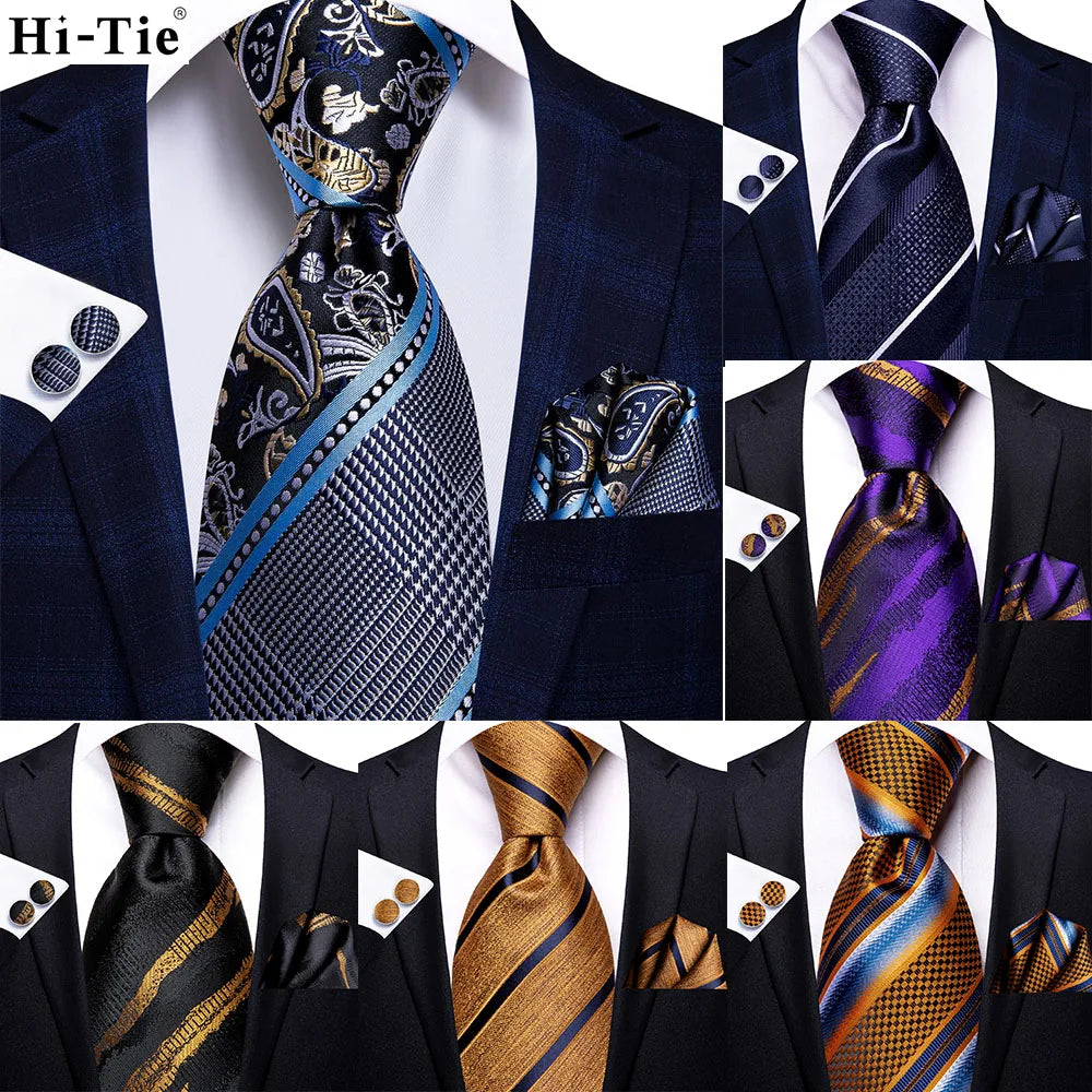Navy Blue Striped Wedding Tie Men Fashion Design Green Red Necktie Qme