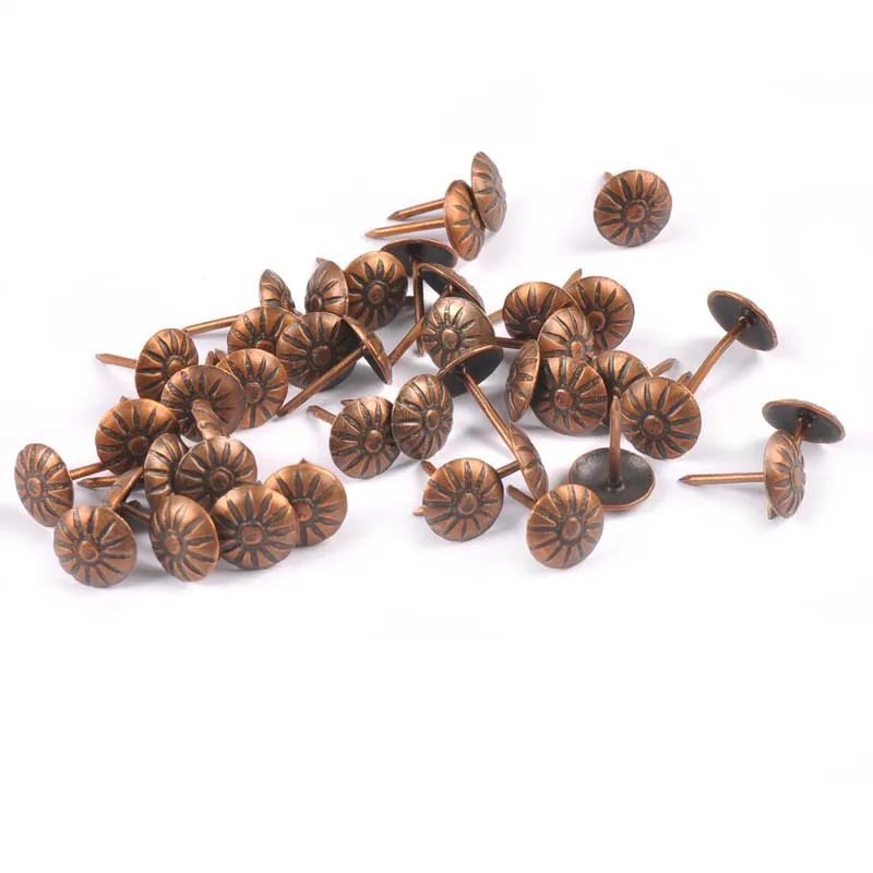 50Pcs Brass Upholstery Nails Tack Antique Furniture Sofa Door Box Case Decor Tack Stud Pushpin Head Doornail Woodwork Tool c2893 Qme Brass