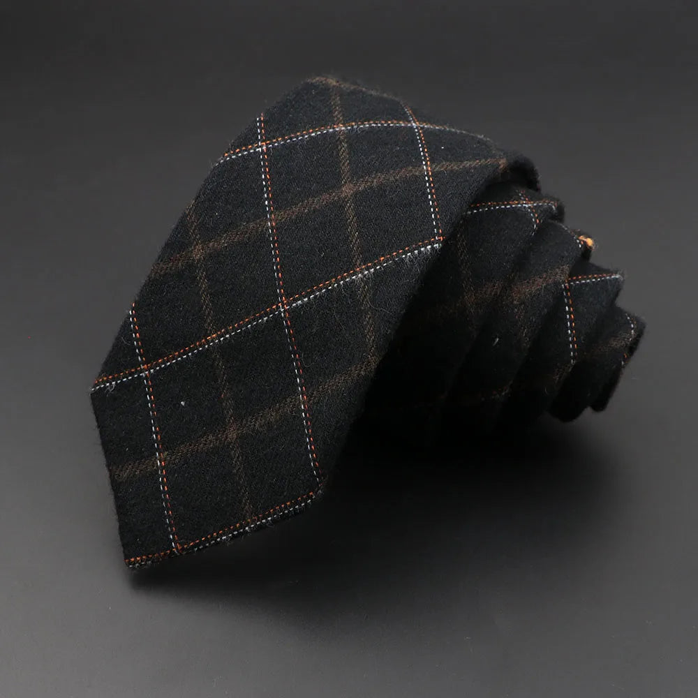 Mens Ties Classic Cotton Handmade Skinny Grey Plaid Neckties Striped Qme 18