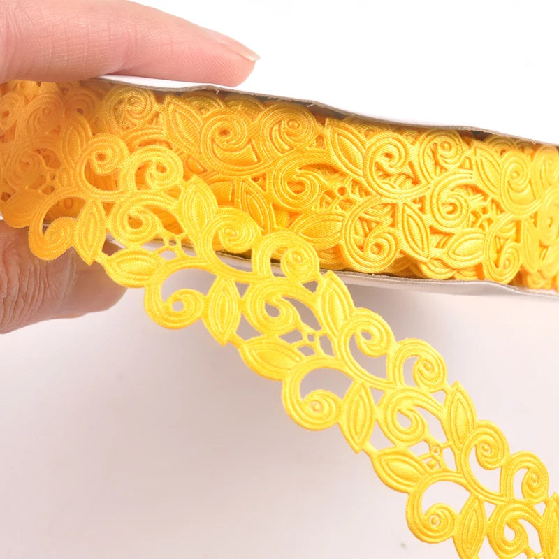 2.5cm Flower Ribbons For Crafts DIY Embroidered Decoration Sewing Accessories Scrapbooking Lace Ribbon Handmade Materials c2422 Qme 12 5 yards
