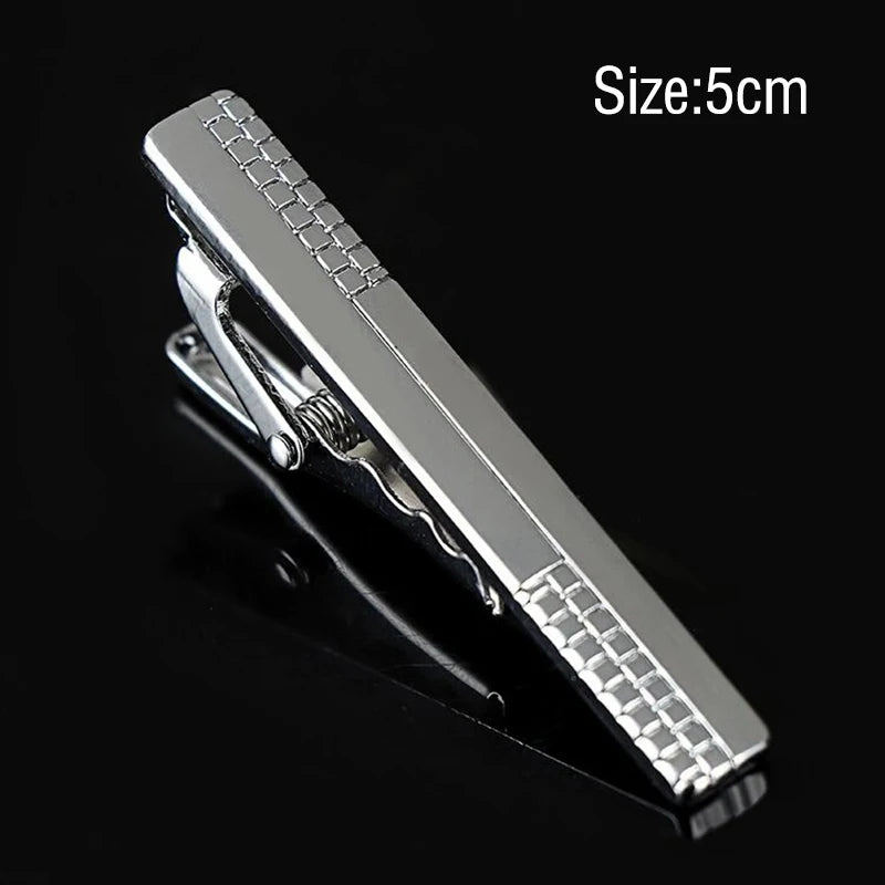 Tie Clips Men Simple Fashion Stripe Metal Tone Bar Clasp Practical Qme