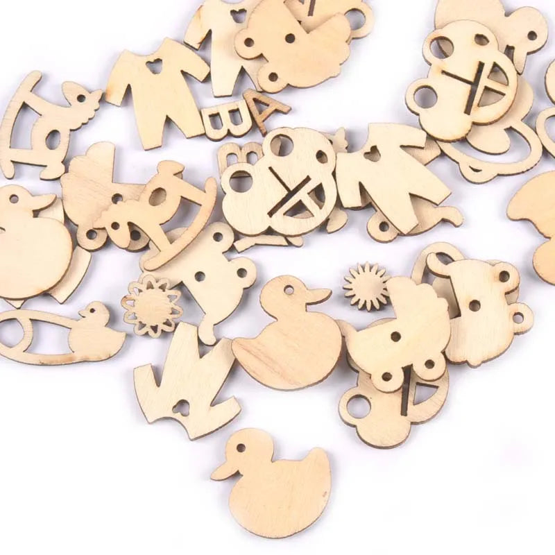 50Pcs Baby pacifiers Pattern natural wood Slices DIY Kid Painting Home Decoration Wooden Crafts Scrapbooking Handmade Ornaments Qme