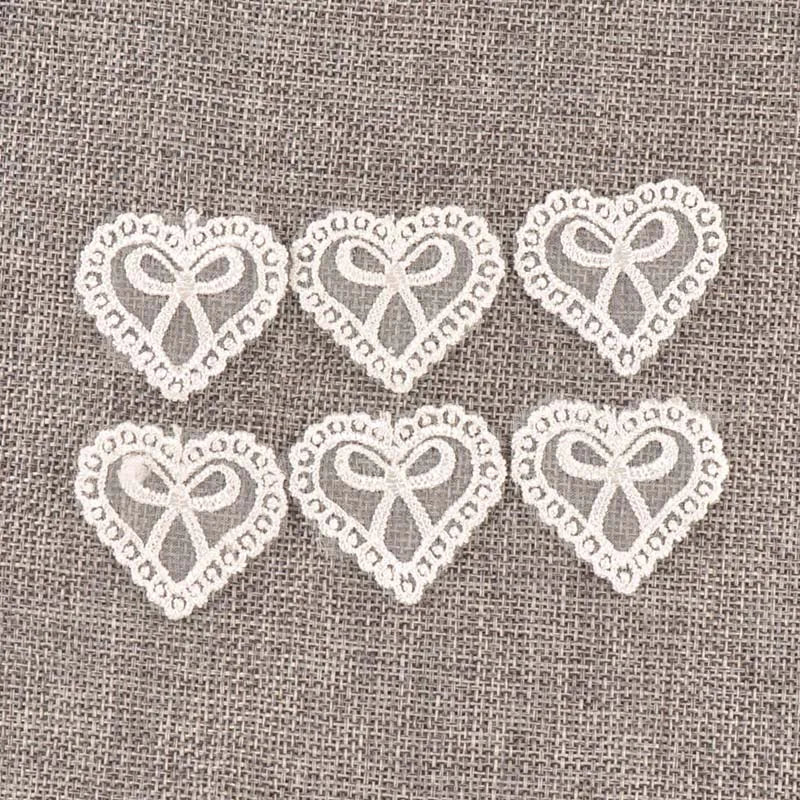 30Pcs Heart Pattern White Lace Fabric Applique Mesh Trim For Garment Accessories Sew On DIY Handmade Wedding Decoration c1728 Qme
